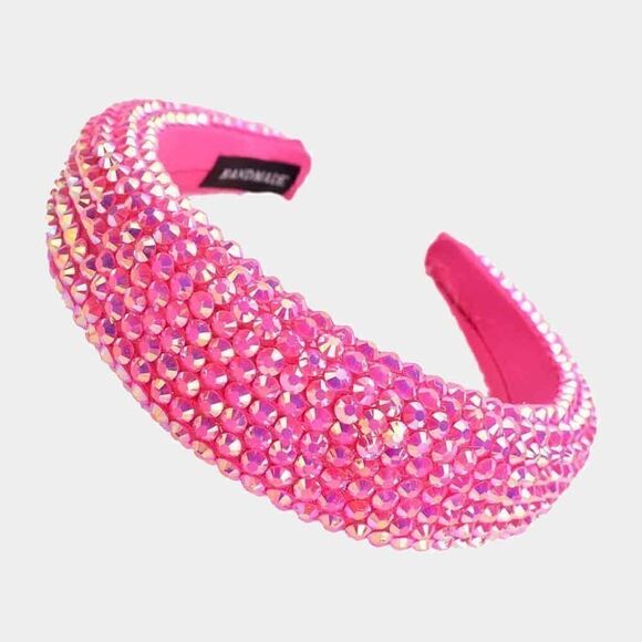 2/$22 Headband Fuchsia Faceted Bead Padded - Picture 1 of 5
